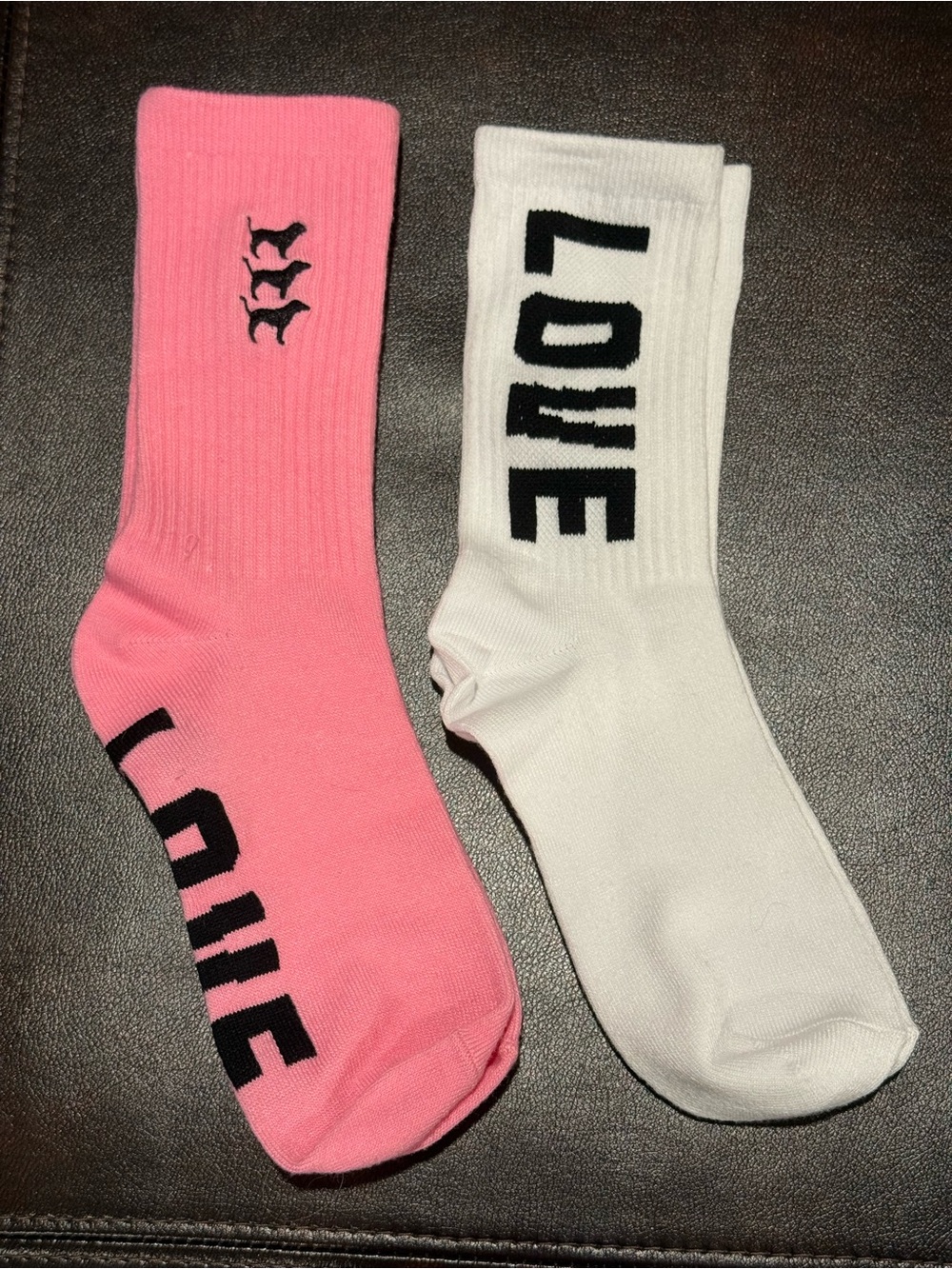 Victorias Secret PINK Crew Socks - Pink & White NWOT